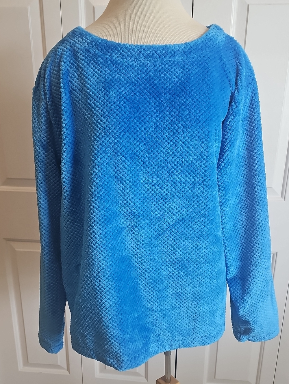 Talbots Quilted Fleece Boatneck Sweatshirt‎ Womens XL Blue Cozy Soft Size XL